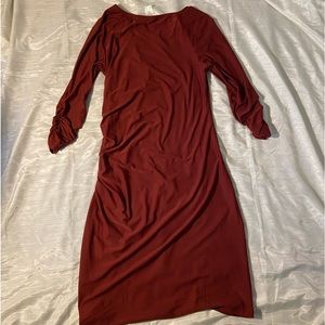 Burgundy Red Ruched Dress